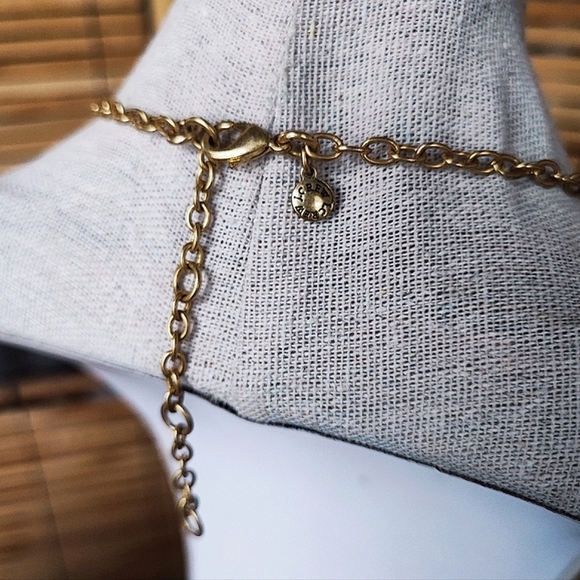 J. Crew Statement Gold Tone Iridescent Gold Stones Gray and White Necklace - Picture 4 of 10